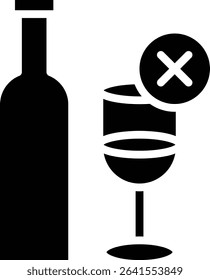 The black icon of the drink bottle and the prohibition symbol convey the prohibition on drinking alcohol