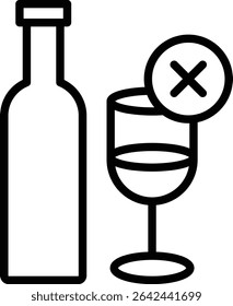 The black icon of the drink bottle and the prohibition symbol convey the prohibition on drinking alcohol