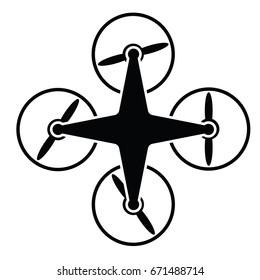 black icon of  drone isolated on white background