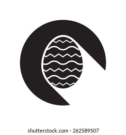 black icon with Easter egg and white stylized shadow