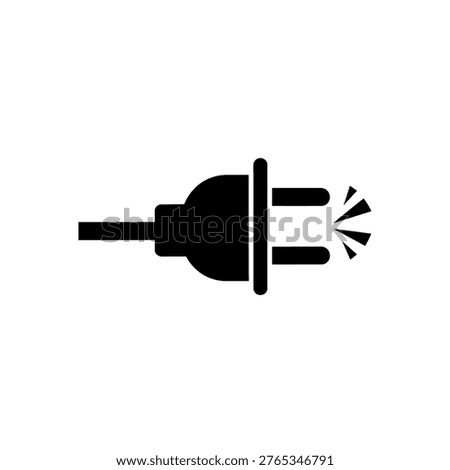 A black icon of an electric plug with sparks emanating from the prongs, symbolizing electricity or a connection.