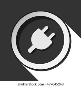 black icon - electrical plug symbol with white stylized shadow
