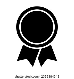 Black icon of an empty medal with ribbons