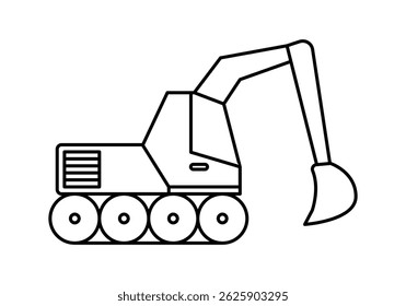 Black icon of an excavator for construction.