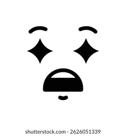 Black Icon of Face with Wow Expression and Sparkling Eyes