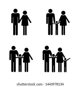 black icon of a family white background vector illustration