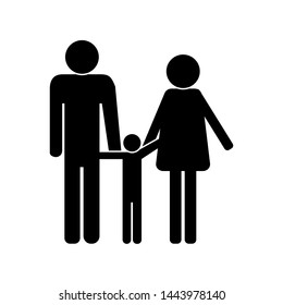 black icon of a family white background vector illustration