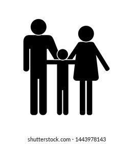 black icon of a family white background vector illustration