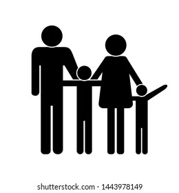 black icon of a family white background vector illustration