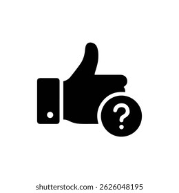 Black Icon of FAQ with Thumbs Up and Question Center