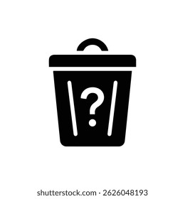 Black Icon of FAQ with Trash Bin and Question Mark on Lid