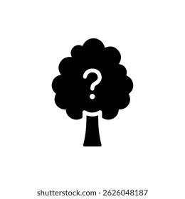Black Icon of FAQ with Tree and Question Mark on Trunk