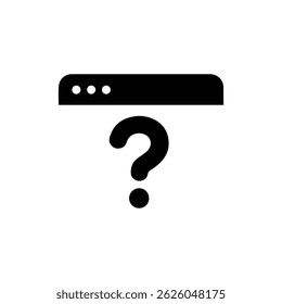 Black Icon of FAQ with Web Browser and Question Symbol in Top Corner