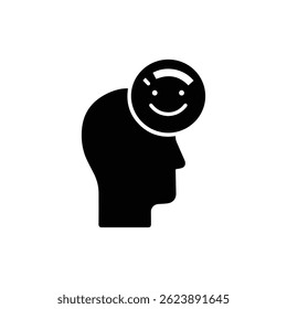 Black Icon of Feedback with Smiley Meter Under Human Head