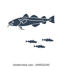 black icon fish, cod fish