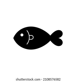 Black icon of fish isolated on white background. vector logo