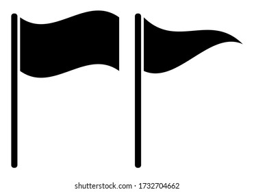 Schwarzes Symbol einer Flagge auf weißem Hintergrund.