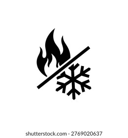 Black icon of flames and snowflake crossed