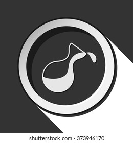 black icon - flask with a drop and white stylized shadow
