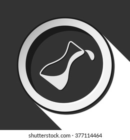 black icon with flask with a drop and white stylized shadow