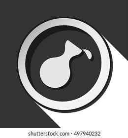 black icon - flask with a drop and white stylized shadow