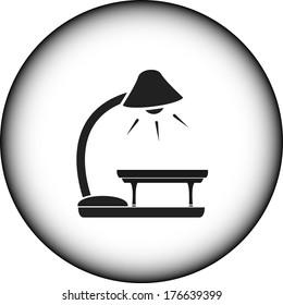 black icon with floor lamp and table silhouette