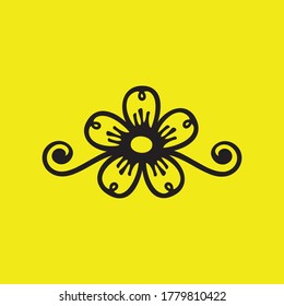 Imagen vectorial abstracta de la flor de icono negro
