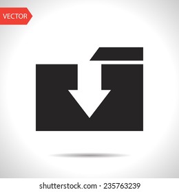 black icon of folder. Office flat vector icon