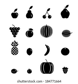 Black Icon fruit set - Illustration