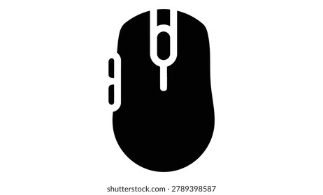 A black icon of a gaming mouse with high DPI capabilities, representing advanced gaming equipment and performance.