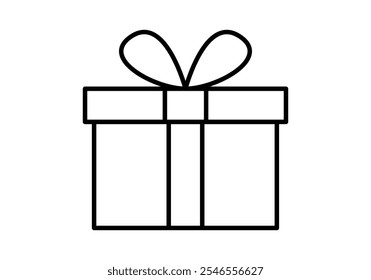 Black icon of gift box with bow