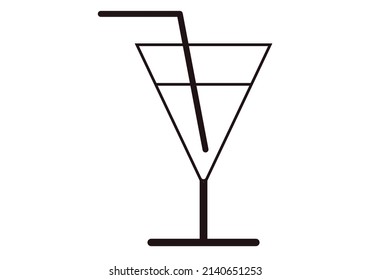Black icon of glass with alcoholic drink.