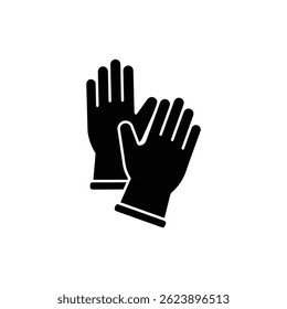 Black Icon of Gloves Worn for Laundry Safety - Protective Gear Symbol