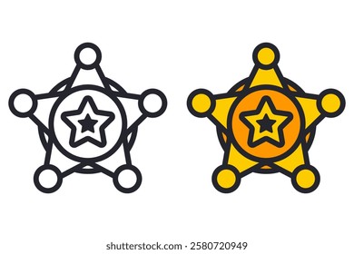 black icon gold badge sheriff. law enforcement in the wild west.