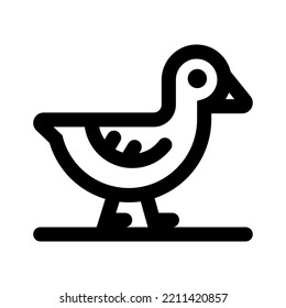 black icon of a goose that walks on its paws. flat vector illustration.