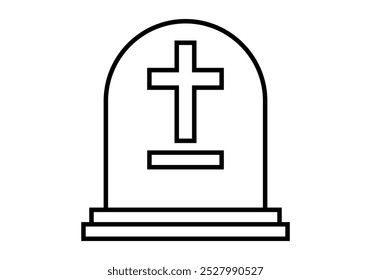 Black icon of gravestone with cross on a grave