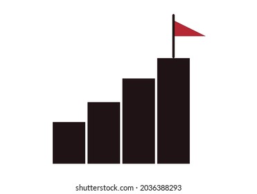 Schwarzes Symbol des wachsenden Graphen mit Tor-Flagge.