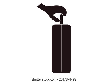 Black icon of hand catching a suitcase.