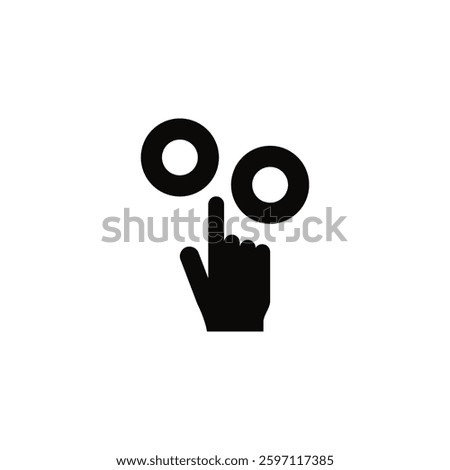 Black icon of hand with finger pointing up, warning not to touch. May get caught between the rollers.