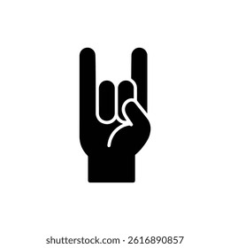 Black Icon of Hand with Fist and Pinky Extended Representing Rock or Heavy Metal Gesture