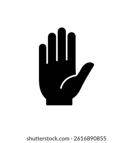 Black Icon of Hand with Flat Palm Facing Downward Representing Calm or Peace