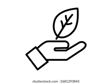 Icono negro de la mano que sostiene la hoja