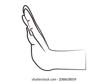 Black icon of hand with stop gesture.