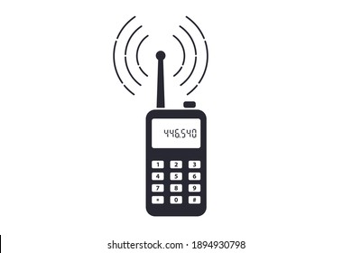 black icon handheld radio on white background. flat vector illustration