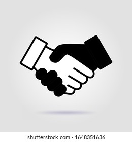 Black icon handshake background business finance with a soft shadow