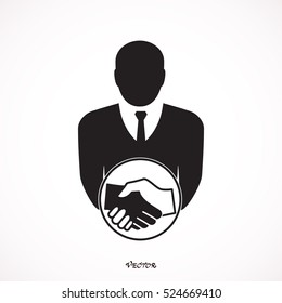 black icon handshake. background for business and finance