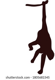 black icon of a hangling monkey