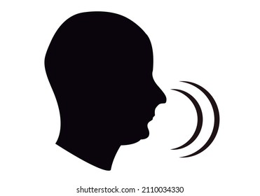 Black icon of head with speaking voice.