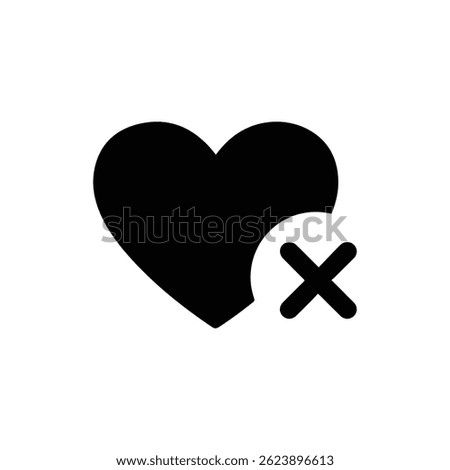 Black Icon of Heart with Cross Inside for Unlike State