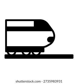 Black icon high speed train. Minimalist transportation and vehicles semi solid symbol design.